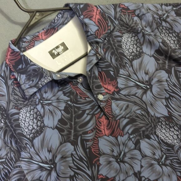 Waggle Polo Shirt Men's L Multicolor Pineapple Floral Performance Stretch Golf - Picture 1 of 8